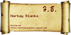 Harkay Bianka névjegykártya